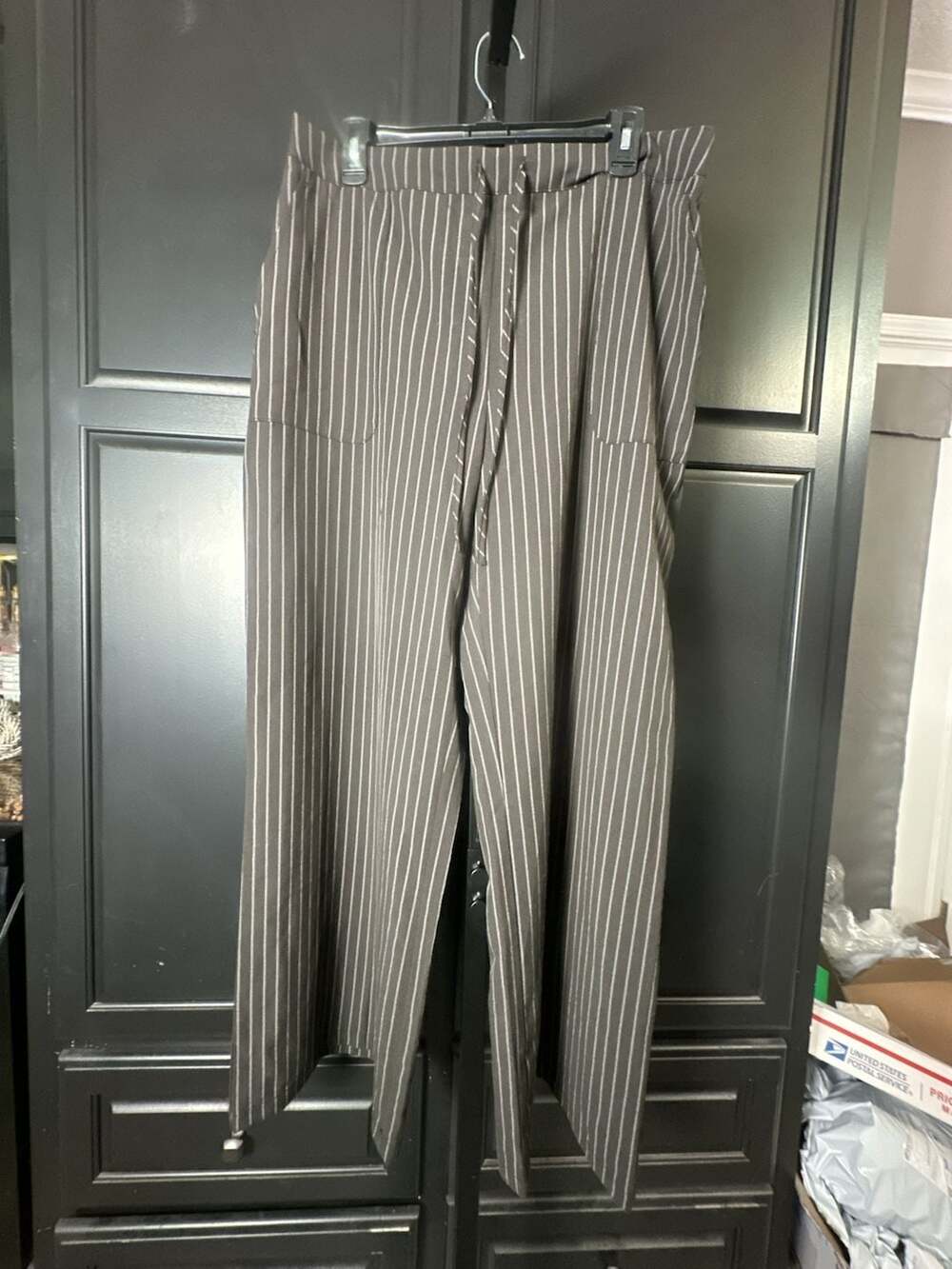 Halara High Waisted Pinstriped Wide Leg Casual Pants with Drawstring#852